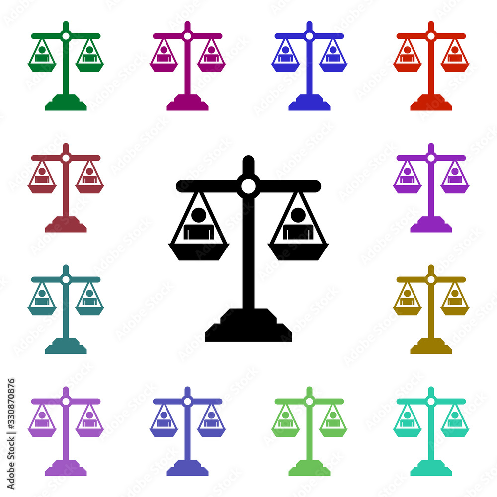 Poster scale multi color style icon. simple glyph, flat vector of peace and humanrights icons for ui and ux