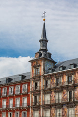 Beautiful antique buildings around Plaza Mayor at Madrid city center