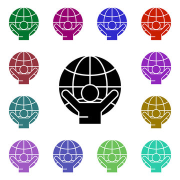 Pacifism, globe, human multi color style icon. Simple glyph, flat vector of peace and humanrights icons for ui and ux, website or mobile application