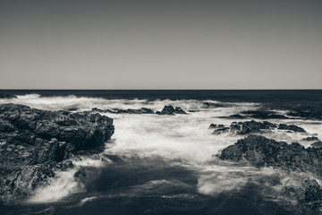 Beautiful long exposure seascape in black and white style
