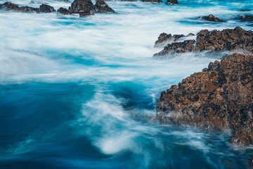 Long Exposure Of Sea Wave with rock