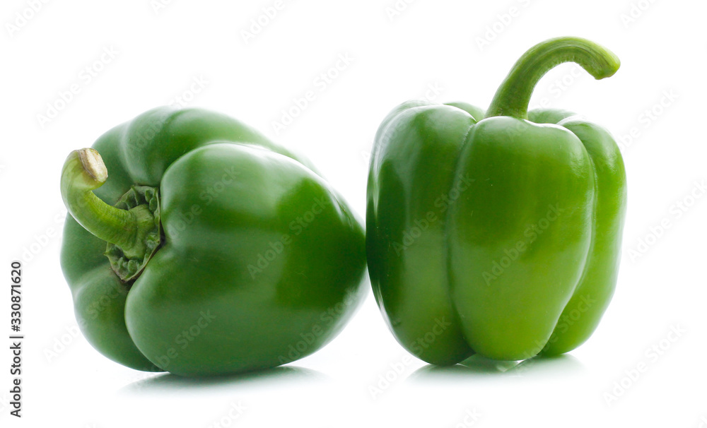 Wall mural green pepper on white background