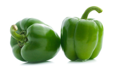 Green pepper on white background