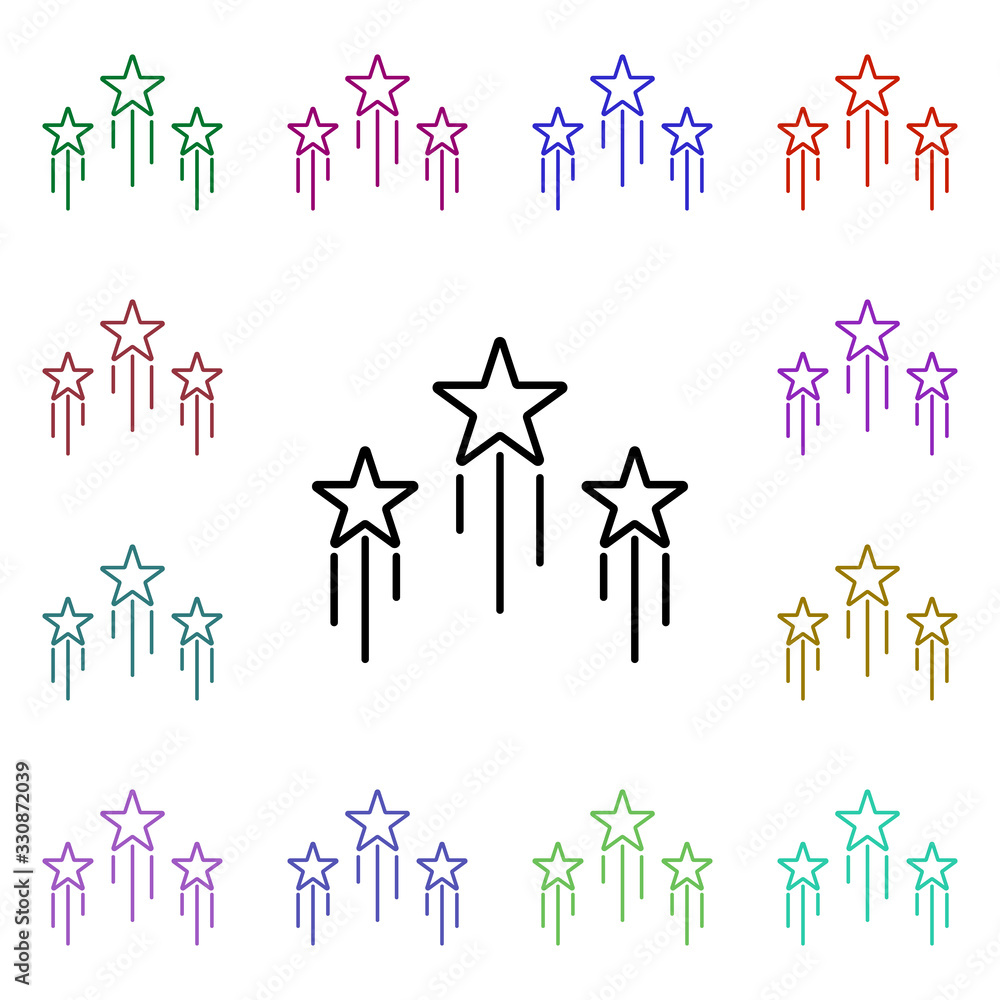 Poster rock, stars, fly multi color style icon. simple glyph, flat vector of rock and roll icons for ui and