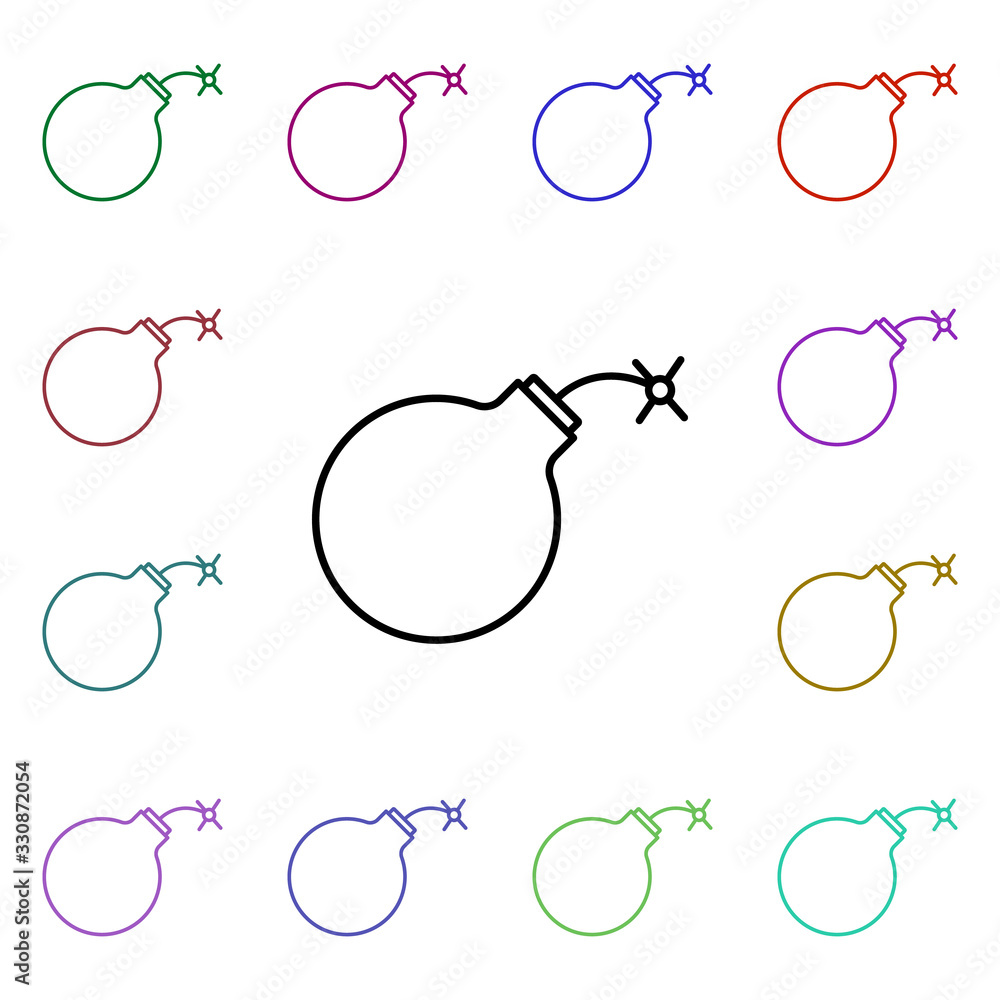 Poster rock bomb multi color style icon. simple glyph, flat vector of rock and roll icons for ui and ux, we