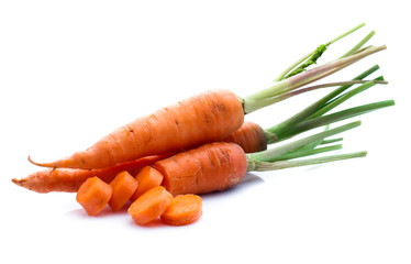 fresh carrots isolated on white background