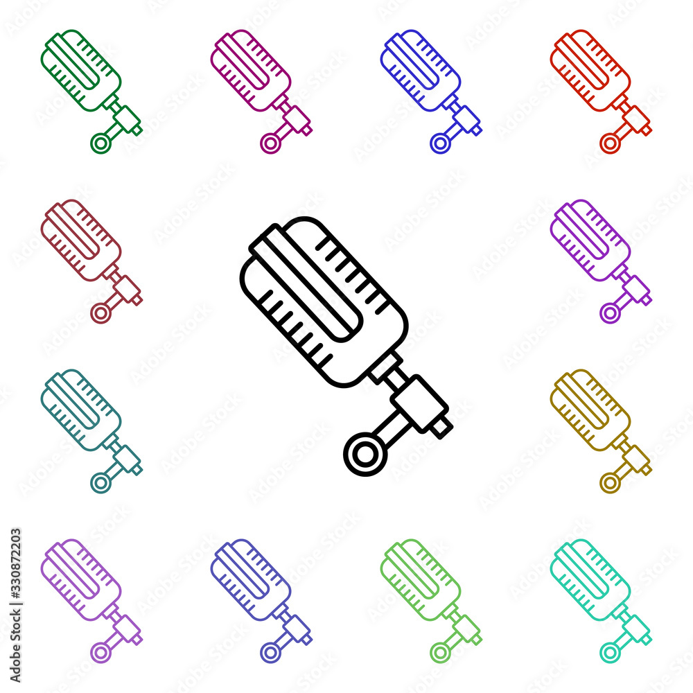 Poster rock microphone multi color style icon. simple glyph, flat vector of rock and roll icons for ui and 