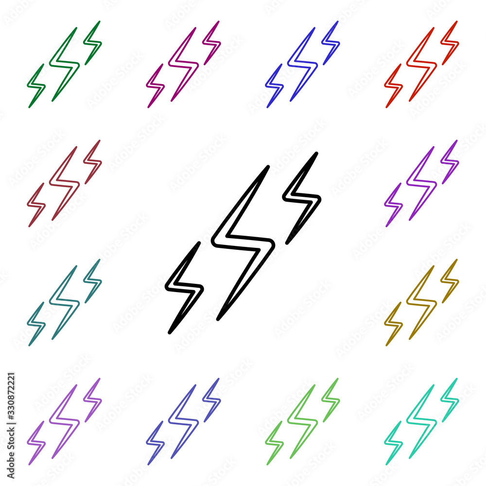 Poster rock, lightning multi color style icon. simple glyph, flat vector of rock and roll icons for ui and 