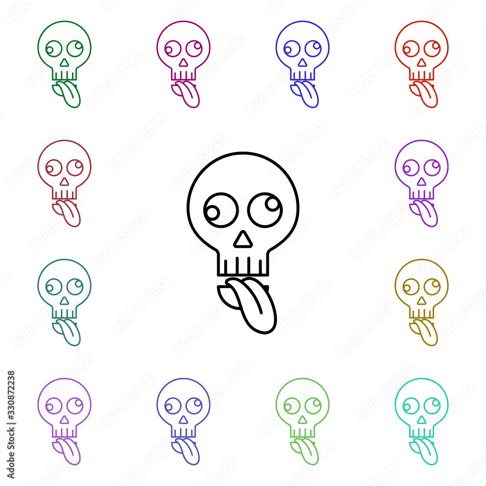 Poster rock, skull, crazy multi color style icon. simple glyph, flat vector of rock and roll icons for ui a