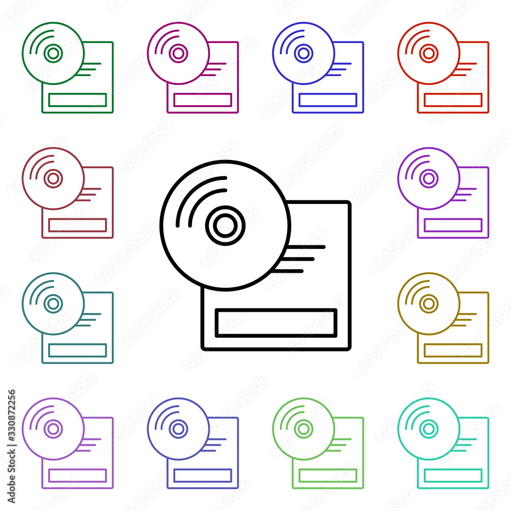 Poster rock cd multi color style icon. simple glyph, flat vector of rock and roll icons for ui and ux, webs