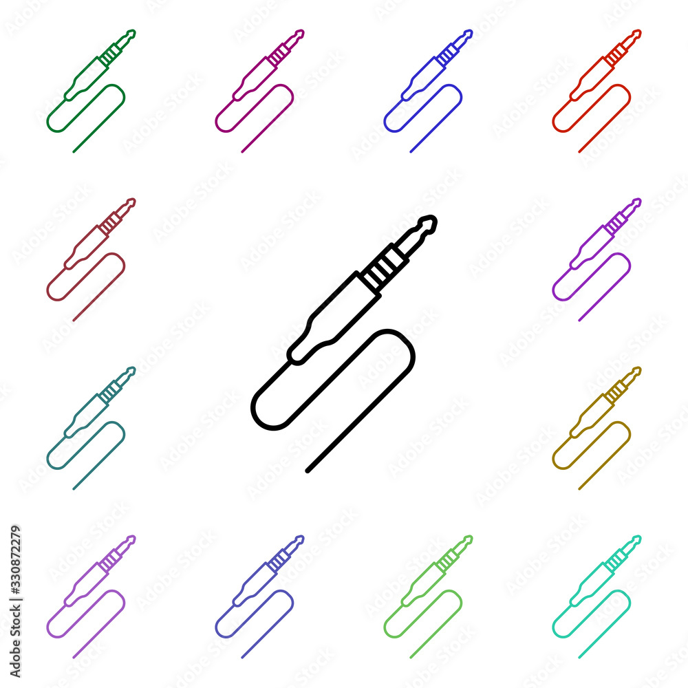 Poster rock plug mini jack multi color style icon. simple glyph, flat vector of rock and roll icons for ui 
