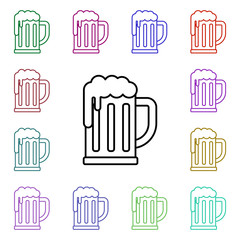 Rock, mug, beer, foam multi color style icon. Simple glyph, flat vector of rock and roll icons for ui and ux, website or mobile application