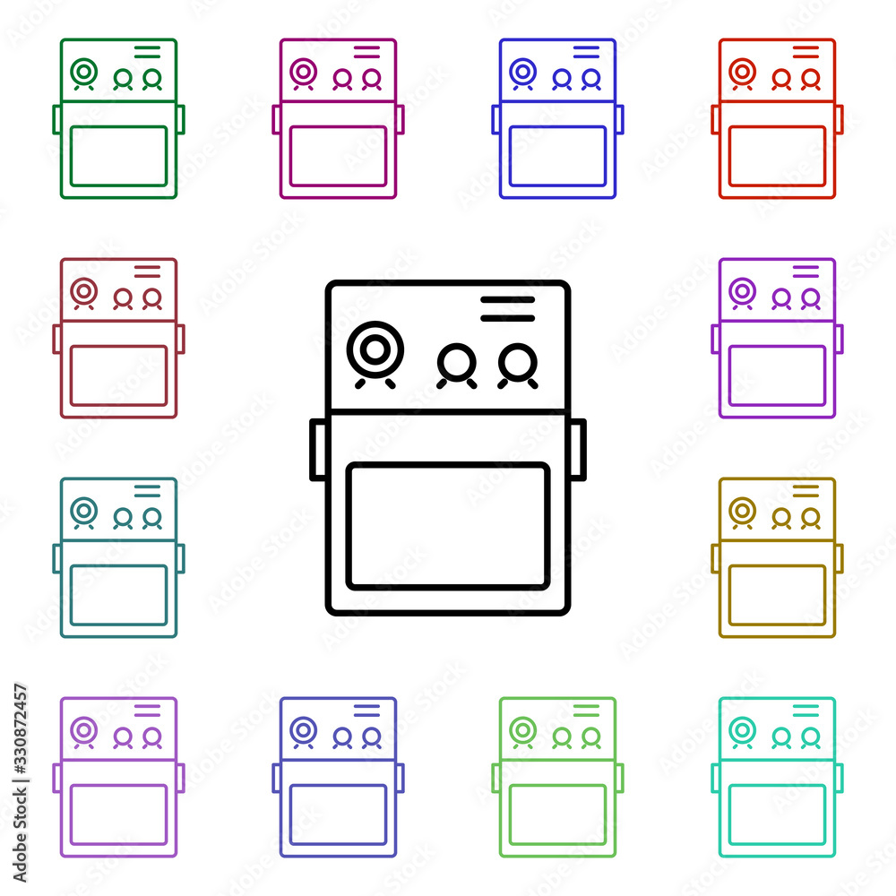 Poster rock, column, amplifier multi color style icon. simple glyph, flat vector of rock and roll icons for