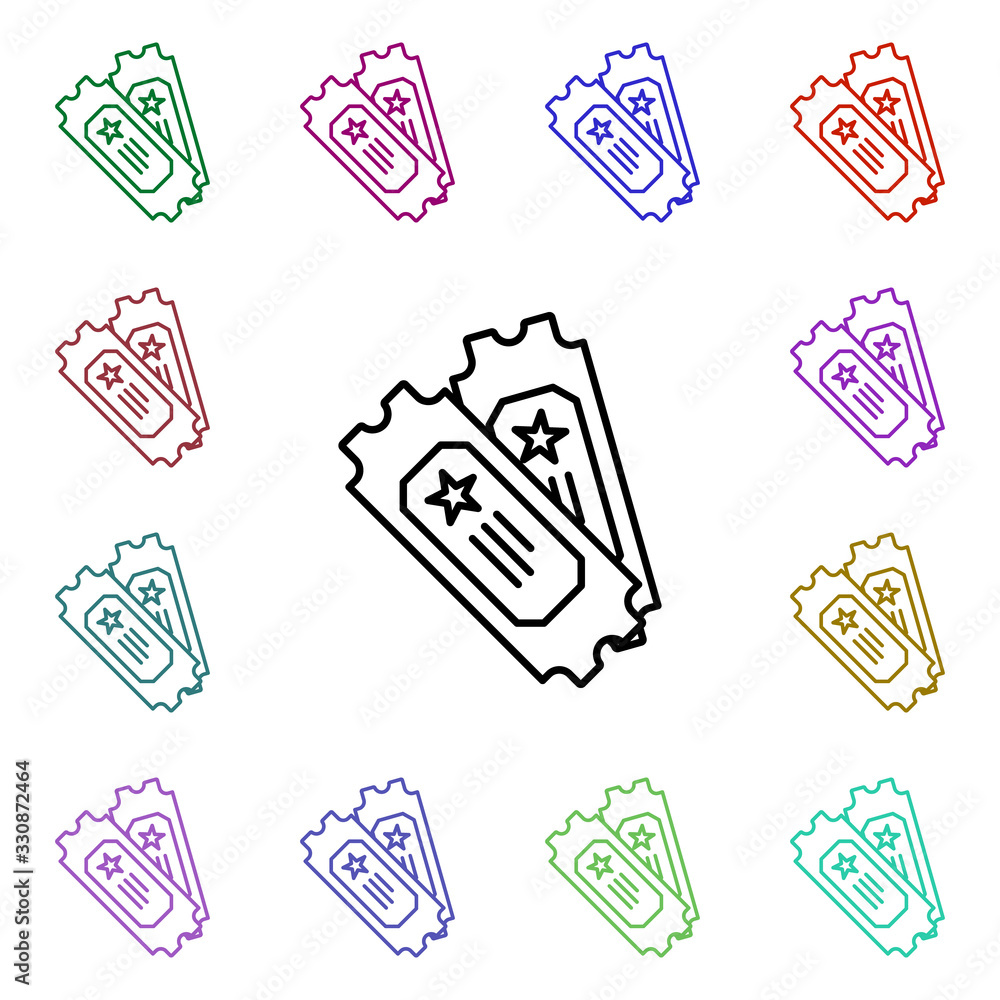 Poster rock, tickets, stars multi color style icon. simple glyph, flat vector of rock and roll icons for ui