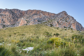 Fototapeta na wymiar Slope of Mount Cofano on Sicily Island, Italy