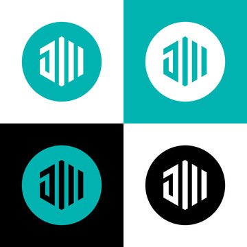 Initial Letter JW or JM logo icon