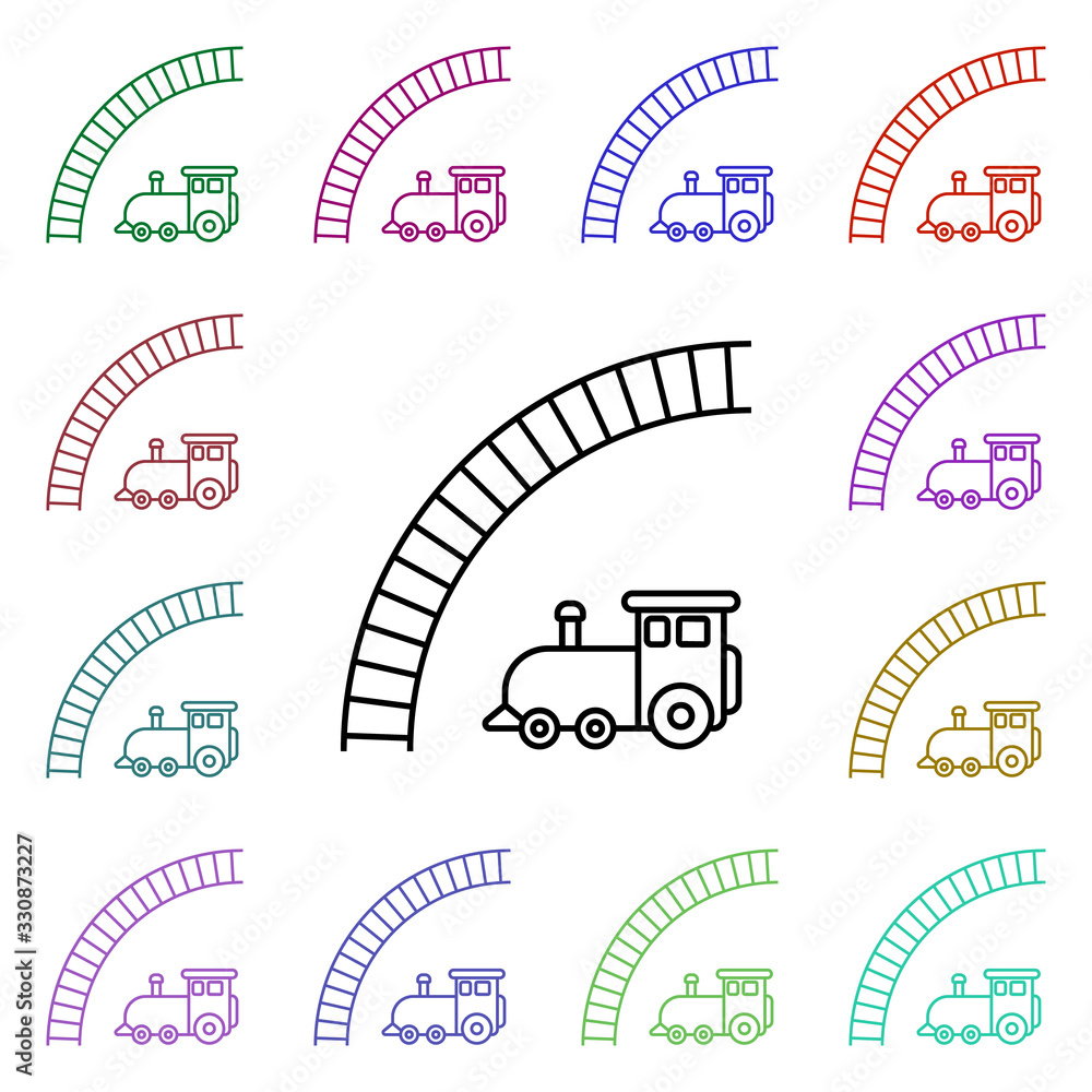 Poster train line multi color style icon. simple thin line, outline vector of toys icons for ui and ux, web
