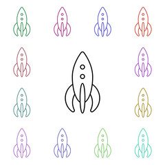 Rocket line multi color style icon. Simple thin line, outline vector of toys icons for ui and ux, website or mobile application