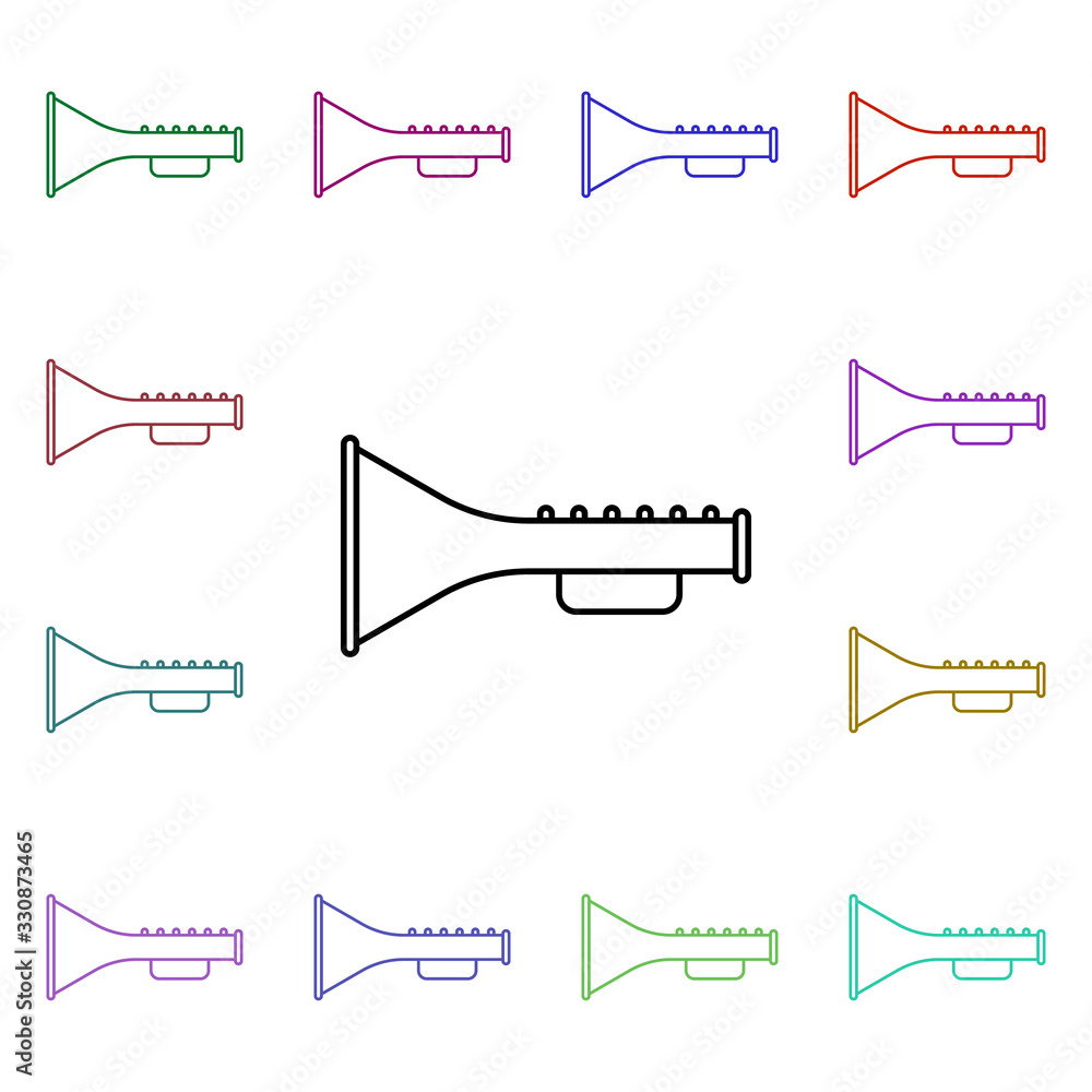 Poster trumpet line multi color style icon. simple thin line, outline vector of toys icons for ui and ux, w