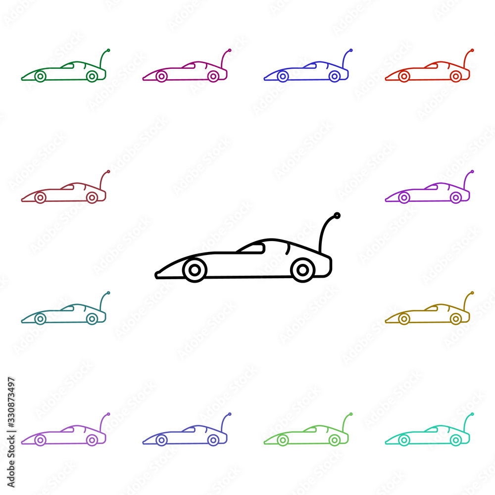 Poster car with remote control line multi color style icon. simple thin line, outline vector of toys icons 