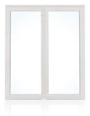 Plastic (wooden) window isolated on white background.