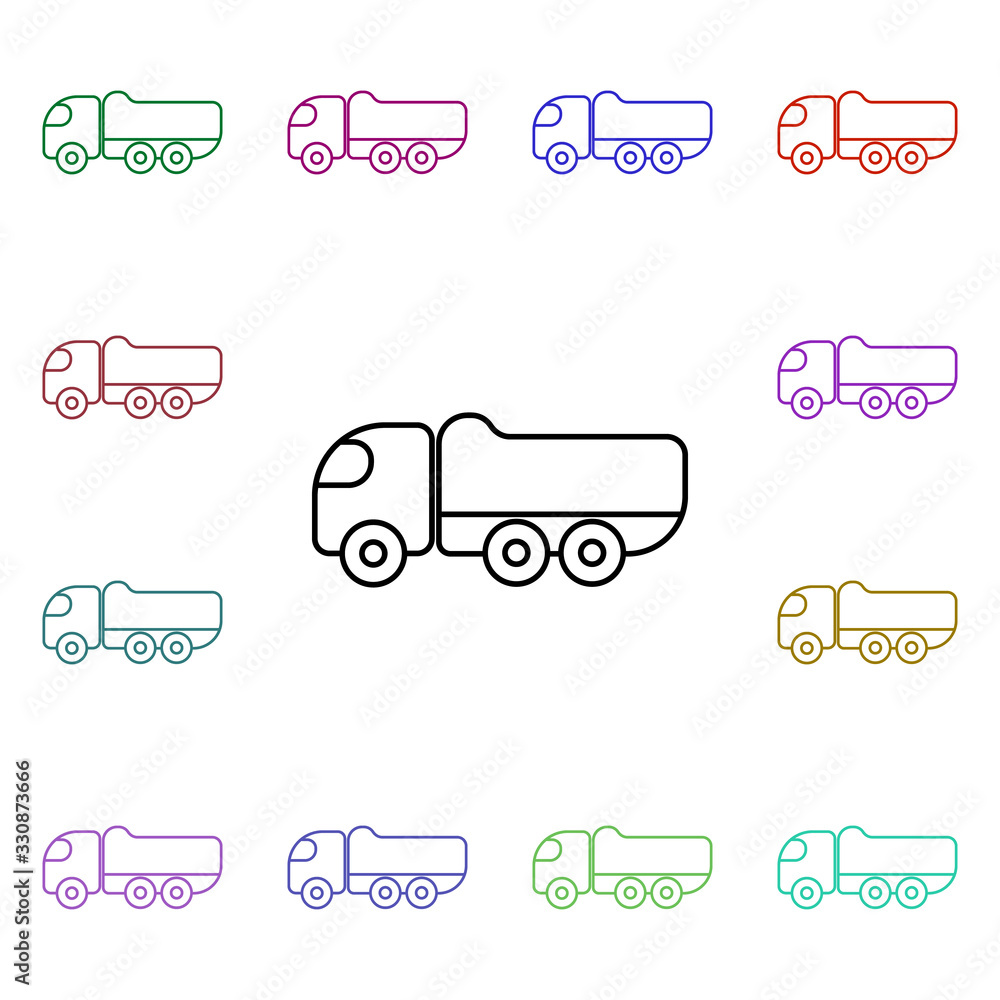 Poster children truck line multi color style icon. simple thin line, outline vector of toys icons for ui an