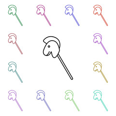 Horse on a stick line multi color style icon. Simple thin line, outline vector of toys icons for ui and ux, website or mobile application