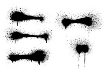 Spray Paint Vector Elements isolated on White Background, Lines and Drips Black ink splatters, Ink blots set, Street style.