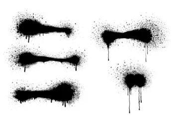 Foto op Plexiglas Spray Paint Vector Elements isolated on White Background, Lines and Drips Black ink splatters, Ink blots set, Street style. © TWINS DESIGN STUDIO