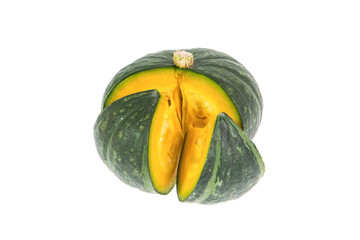 green pumpkin isolated on white