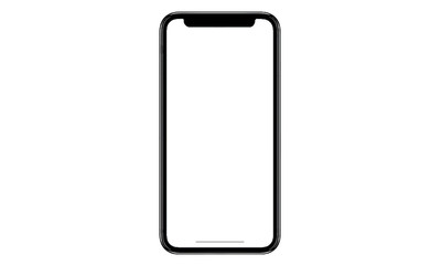 Studio shot of Smartphone iphoneX with blank white screen for Infographic Global Business Marketing investment Plan, mockup model similar to iPhone 11 Pro Max.