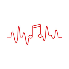 Music heartbeat, pulse line with music note, vector illustration.