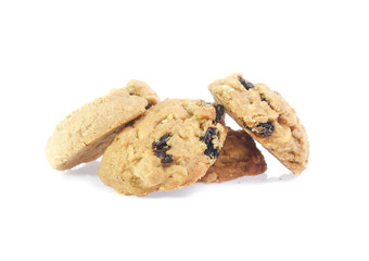 Chocolate chips cookies isolated on white