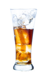 clipping path cola in glass isolated on white background