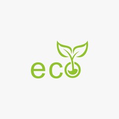 Letter ECO logo design. Plant abstract in letter design. Green leaf illustration symbol. Natural organic vector icon.