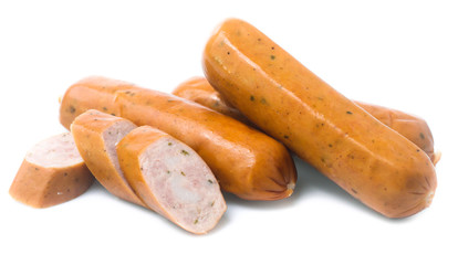 Frankfurter sausage isolated on white background