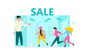 Friendly male seller invites