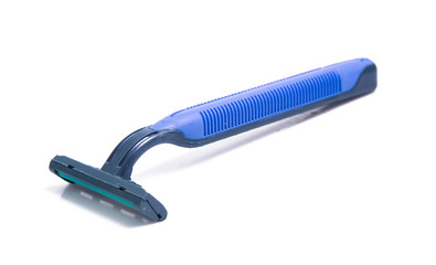 Blue men razor  isolated on white background