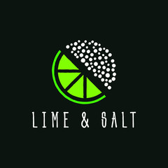 Abstract vector round graphic illustration of a slice of lime and salt. Can be used as a logo sign, graphic design part of different projects.
