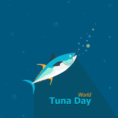 Colorful card/banner/poster/ad/campaign to celebrate the world Tuna Day, on 2nd May.