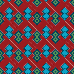Colorful lozenges pattern with a touch of Indian tribal style, for textile/fabric print. 