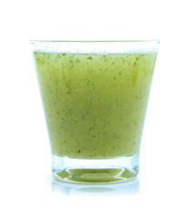 kiwi smoothie isolated on white background  in glass