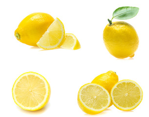Fototapeta premium lemon isolated on white background (set mix collection)