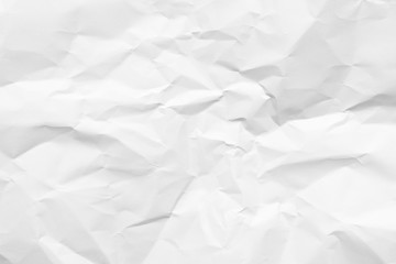 White crumpled paper texture background. Clean white paper. Top view.