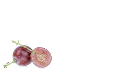 copy space red grapes isolated on white background
