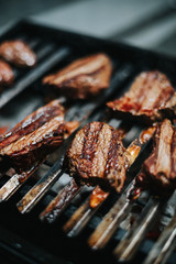 delicious steaks on a barbecue grill