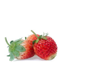 Strawberries with leaves. Isolated on a white background