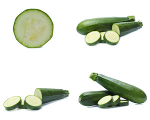 Fresh zucchini isolated on white (cucumber),(Mix, set , collection)
