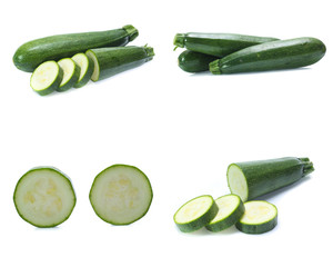 Fresh zucchini isolated on white (cucumber),(Mix, set , collection)