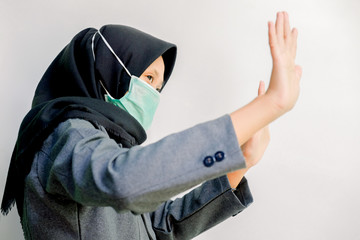 portrait of young Asian, wearing masks to avoid viruses. Corona Protection